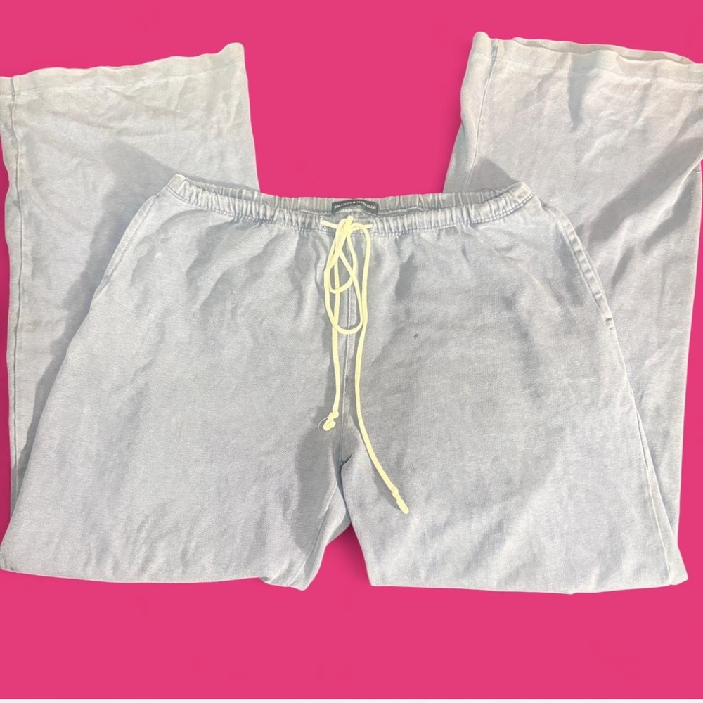 Brandy Melville Blue Sweatpants with Cream Drawstring